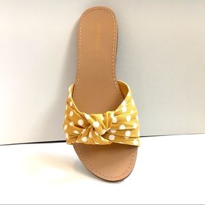 NWT Retro Polka Dot Sandals - Yellow Fabric Mules